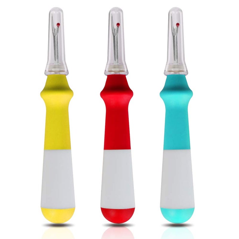 Lhedon Seam Ripper 3 PCS, Seam Rippers for Sewing, Ergonomic Grip, Colorful Large Thread Stitch Remover Tool Handy Stitch Rippers for Sewing Crafting Removing Hems and Seamsï¼ŒChristmas Gifts - Image 1